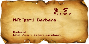 Mágeri Barbara névjegykártya
